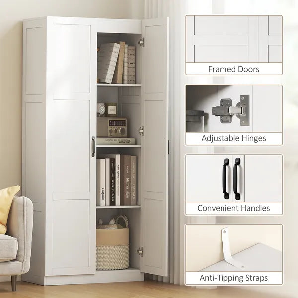 HOMCOM Farmhouse Pantry Cabinet, 71 Inch Tall Kitchen Pantry Storage Cabinet with Soft-Close Hinges, Adjustable Shelves, White - product image 7