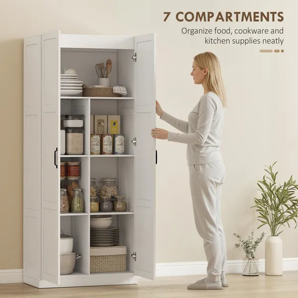 HOMCOM Farmhouse Pantry Cabinet, 71 Inch Tall Kitchen Pantry Storage Cabinet with Soft-Close Hinges, Adjustable Shelves, White - product image 4
