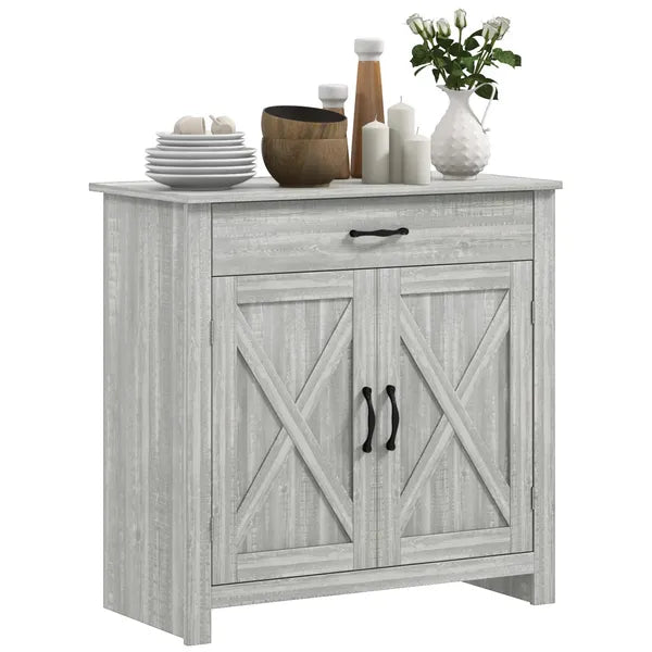 Farmhouse Sideboard Buffet Cabinet with Barn Doors, Drawer and Adjustable Shelf, Stone Gray - product image 11