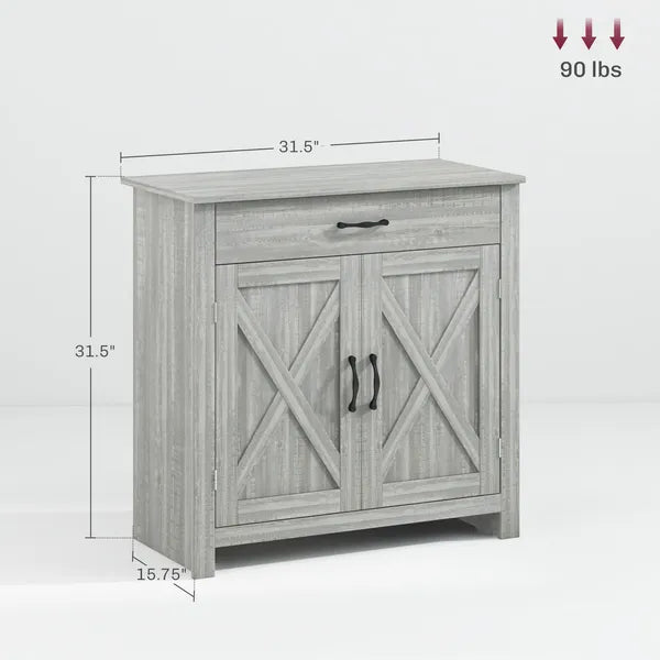 Farmhouse Sideboard Buffet Cabinet with Barn Doors, Drawer and Adjustable Shelf, Stone Gray - product image 3