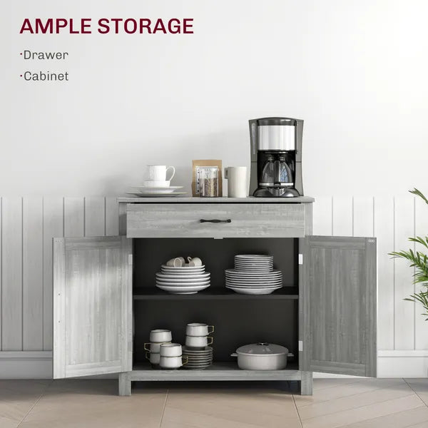 Farmhouse Sideboard Buffet Cabinet with Barn Doors, Drawer and Adjustable Shelf, Stone Gray - product image 4