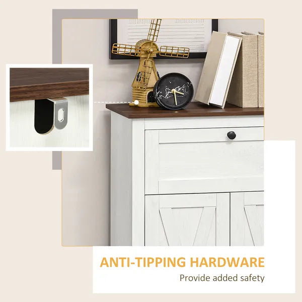 HOMCOM Farmhouse Sideboard Storage Cabinet, Doors and Drawer, for Kitchen, Living Room, 23.5"x11.75"x34.5", White - product image 6