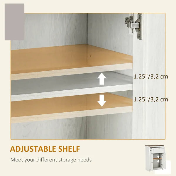 HOMCOM Farmhouse Sideboard Storage Cabinet, Doors and Drawer, for Kitchen, Living Room, 23.5"x11.75"x34.5", White - product image 5