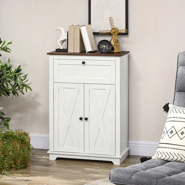 HOMCOM Farmhouse Sideboard Storage Cabinet, Doors and Drawer, for Kitchen, Living Room, 23.5"x11.75"x34.5", White - product image 10
