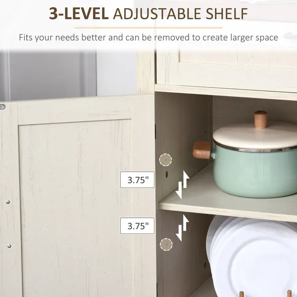 HOMCOM Farmhouse Style White Wooden Sideboard Kitchen Buffet Cabinet with Drawer and Shelf - product image 6
