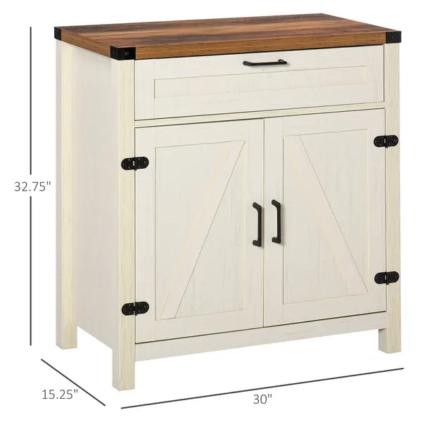 HOMCOM Farmhouse Style White Wooden Sideboard Kitchen Buffet Cabinet with Drawer and Shelf - product image 3