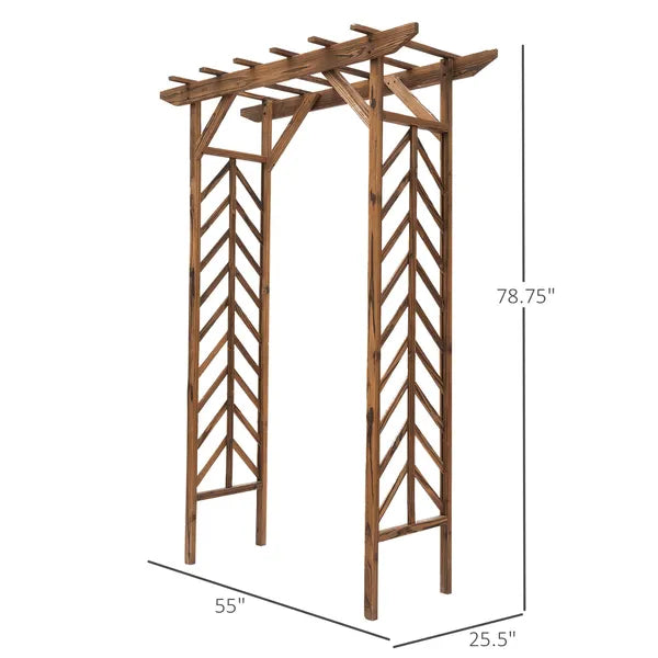 Outsunny Fir Wood Garden Arbor Arch Trellis Pergola Style Roof Climbing Vines Stained Wood 79 inch - product image 3
