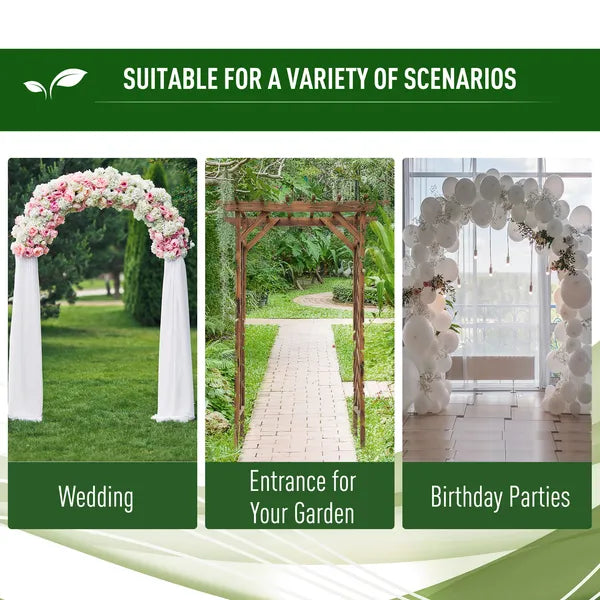 Outsunny Fir Wood Garden Arbor Arch Trellis Pergola Style Roof Climbing Vines Stained Wood 79 inch - product image 7