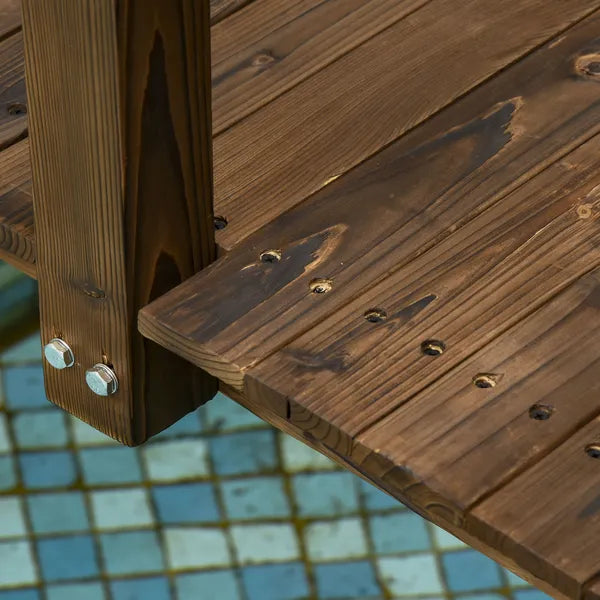 Outsunny Fir Wood Walkway: 7.5ft Arched Garden Bridge with Side Railings for Streams - product image 12