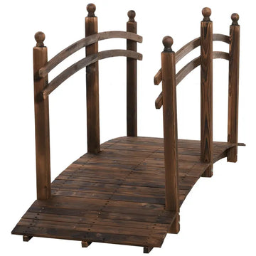 Outsunny Fir Wood Walkway: 7.5ft Arched Garden Bridge with Side Railings for Streams - product image 1