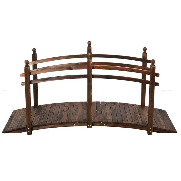 Outsunny Fir Wood Walkway: 7.5ft Arched Garden Bridge with Side Railings for Streams - product image 14