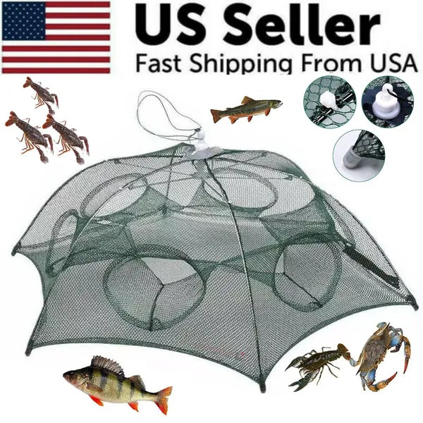 Foldable Fishing Bait Trap Net for Crab Crawdad Shrimp Minnow and Fish