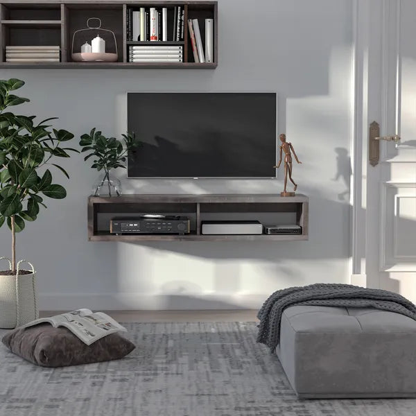 Floating TV Stand Wall Mounted Media Console Storage Shelf Dark Grey for Living Room Home Office - product image 4