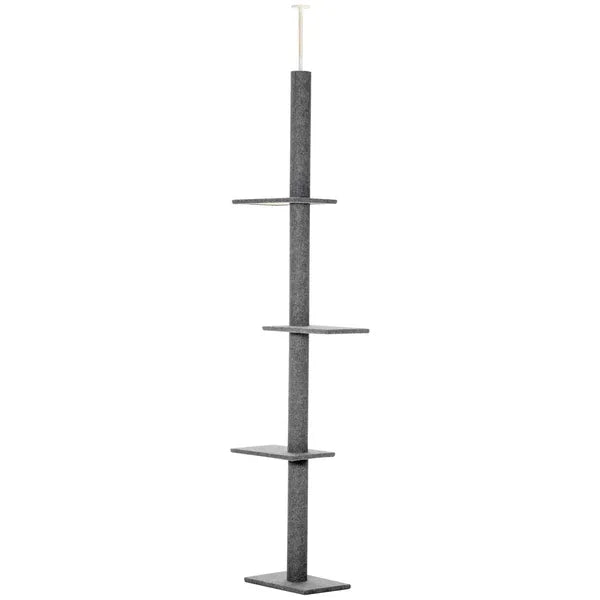 Floor-to-Ceiling Cat Tree Cat Climbing Tower with Sisal-Covered Scratching Posts Natural Cat Tree Activity Center for kittens Cat, Grey - product image 11