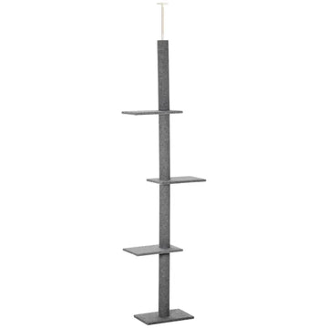 Floor-to-Ceiling Cat Tree Cat Climbing Tower with Sisal-Covered Scratching Posts Natural Cat Tree Activity Center for kittens Cat, Grey - product image 1