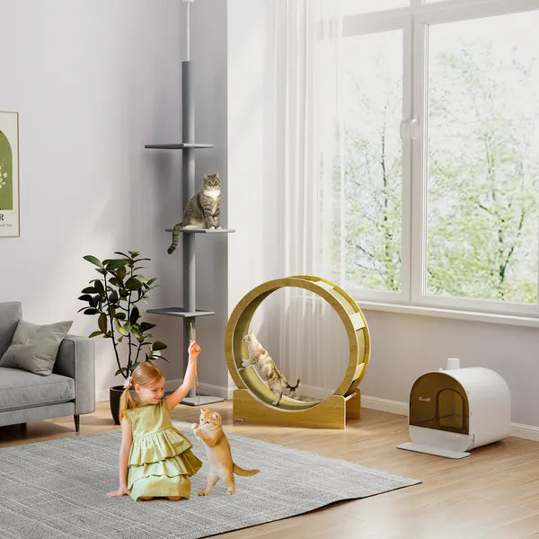 Floor-to-Ceiling Cat Tree Cat Climbing Tower with Sisal-Covered Scratching Posts Natural Cat Tree Activity Center for kittens Cat, Grey - product image 8