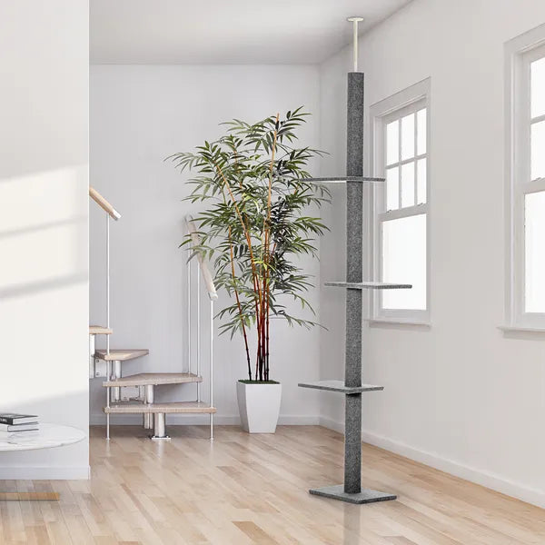 Floor-to-Ceiling Cat Tree Cat Climbing Tower with Sisal-Covered Scratching Posts Natural Cat Tree Activity Center for kittens Cat, Grey - product image 10