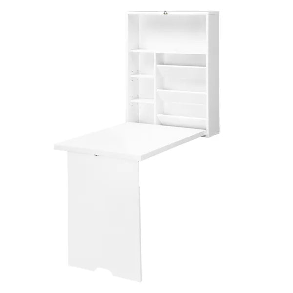 HOMCOM Fold Out Convertible Desk, Wall Mounted, Multi-Function Floating Desk with Shelf, White for Home Office - product image 11