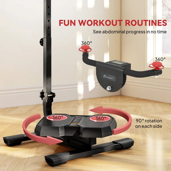Foldable Ab Twister Board with LCD Display and Adjustable Handle, Red - product image 5