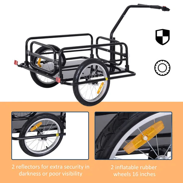 Aosom Foldable Bike Cargo Trailer Cart with Hitch, 80lbs Capacity, 16in Wheels, Black - product image 6