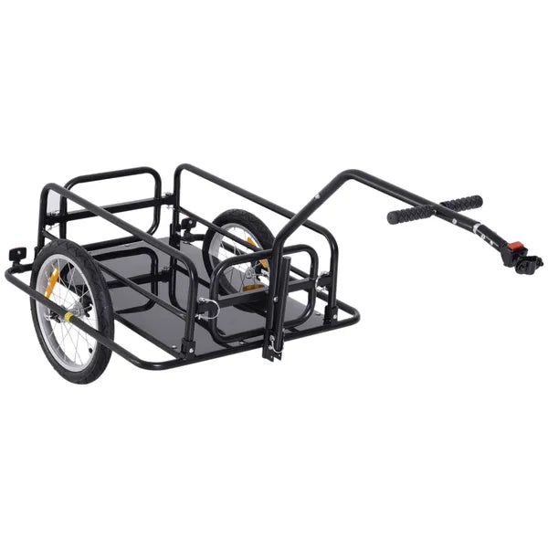 Aosom Foldable Bike Cargo Trailer Cart with Hitch, 80lbs Capacity, 16in Wheels, Black - product image 1