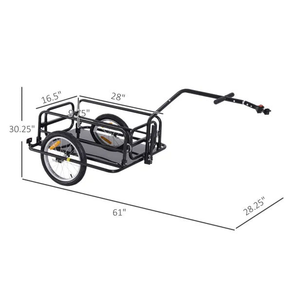 Aosom Foldable Bike Cargo Trailer Cart with Hitch, 80lbs Capacity, 16in Wheels, Black - product image 3