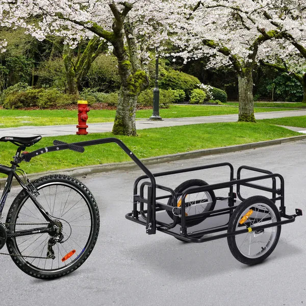 Aosom Foldable Bike Cargo Trailer Cart with Hitch, 80lbs Capacity, 16in Wheels, Black - product image 2