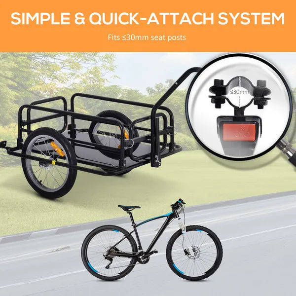 Aosom Foldable Bike Cargo Trailer Cart with Hitch, 80lbs Capacity, 16in Wheels, Black - product image 4