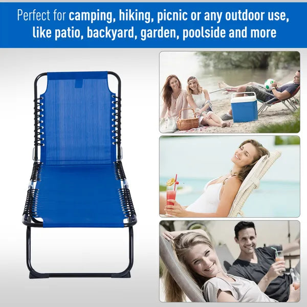 Foldable Chaise Lounge, 4-Position Portable Reclining, Breathable Mesh for Outdoor Patio Adjustable Sleeping Bed - Dark Blue - product image 7