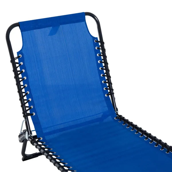 Foldable Chaise Lounge, 4-Position Portable Reclining, Breathable Mesh for Outdoor Patio Adjustable Sleeping Bed - Dark Blue - product image 11