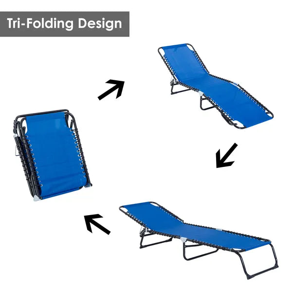 Foldable Chaise Lounge, 4-Position Portable Reclining, Breathable Mesh for Outdoor Patio Adjustable Sleeping Bed - Dark Blue - product image 8