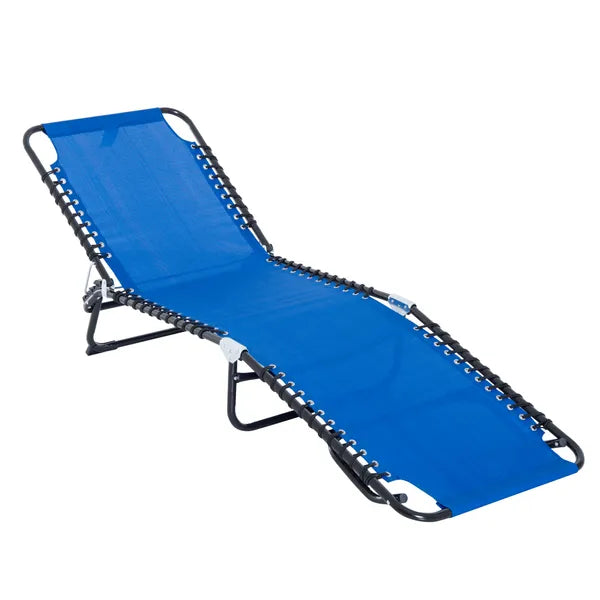 Foldable Chaise Lounge, 4-Position Portable Reclining, Breathable Mesh for Outdoor Patio Adjustable Sleeping Bed - Dark Blue - product image 15