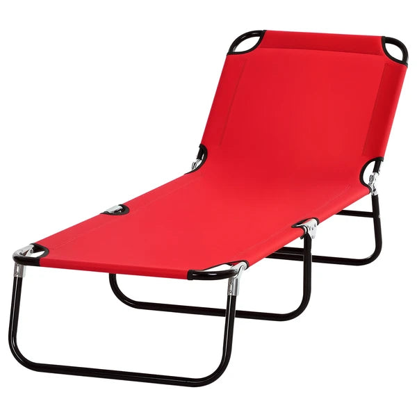 Outsunny Foldable Chaise Lounge, 5-Level Backrest, Adjustable footrest, Pillow, Lightweight Frame, for Pool, Patio, Sun Bathing, Red - product image 1