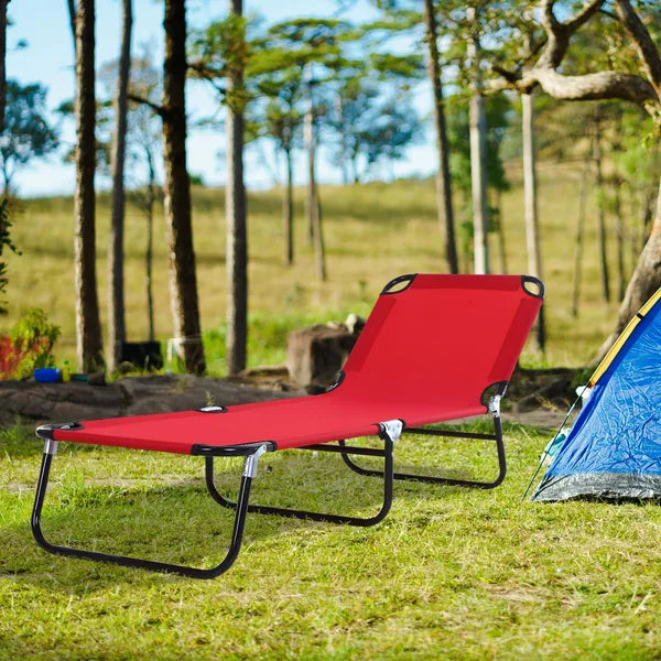 Outsunny Foldable Chaise Lounge, 5-Level Backrest, Adjustable footrest, Pillow, Lightweight Frame, for Pool, Patio, Sun Bathing, Red - product image 2