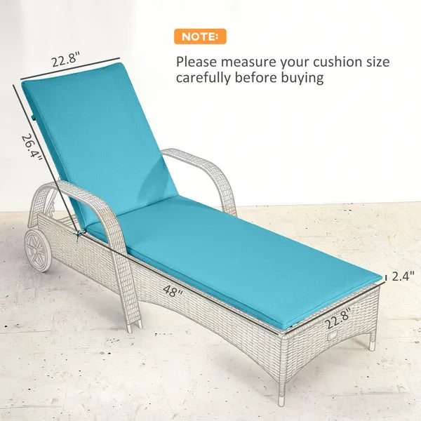 Foldable Chaise Lounge Cushion Set of 2, Outdoor Lounge Chair Cushion Set, UPF50+ 200gsm Fabric, 48" x 23", Light Blue - product image 3