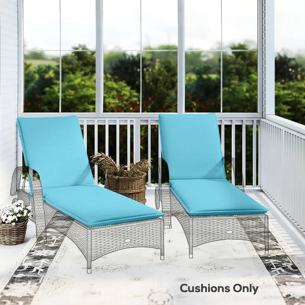 Foldable Chaise Lounge Cushion Set of 2, Outdoor Lounge Chair Cushion Set, UPF50+ 200gsm Fabric, 48" x 23", Light Blue - product image 8
