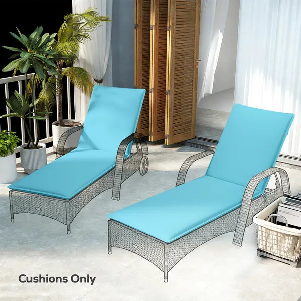 Foldable Chaise Lounge Cushion Set of 2, Outdoor Lounge Chair Cushion Set, UPF50+ 200gsm Fabric, 48" x 23", Light Blue - product image 9