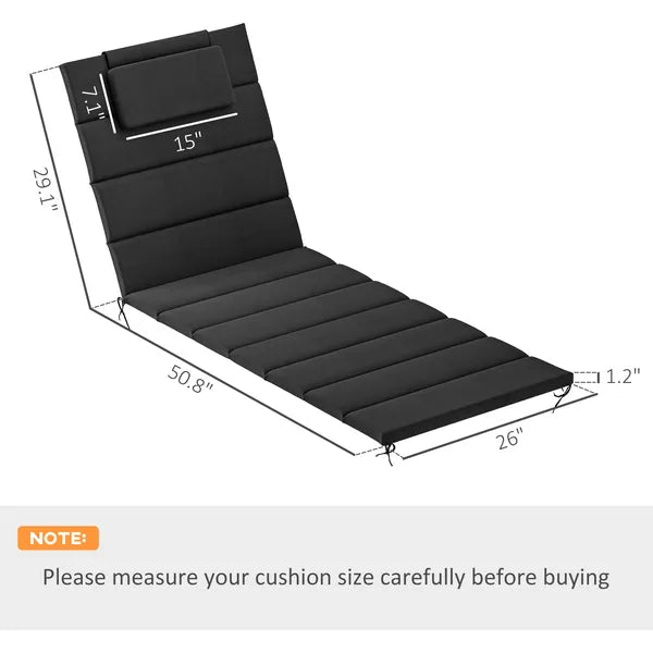 Foldable Chaise Lounge Cushion Set of 2, Outdoor Lounge Chair Cushion Set, UPF50+ 230gsm Olefin, 80" x 26" Black - product image 3