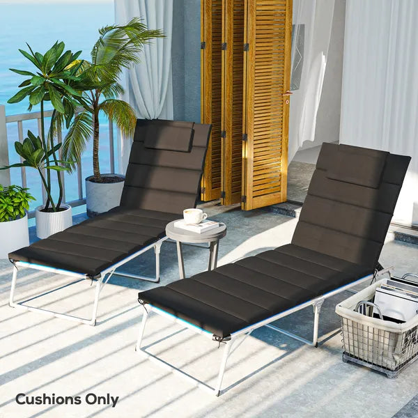 Foldable Chaise Lounge Cushion Set of 2, Outdoor Lounge Chair Cushion Set, UPF50+ 230gsm Olefin, 80" x 26" Black - product image 10
