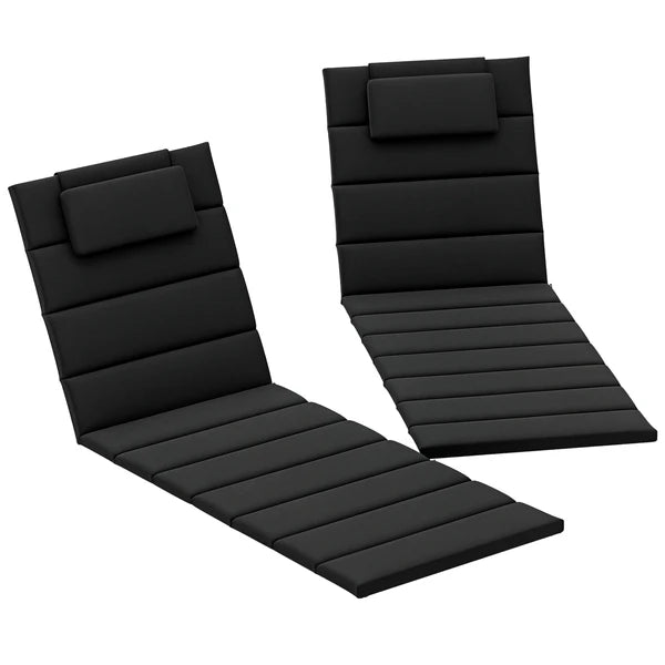 Foldable Chaise Lounge Cushion Set of 2, Outdoor Lounge Chair Cushion Set, UPF50+ 230gsm Olefin, 80" x 26" Black - product image 11