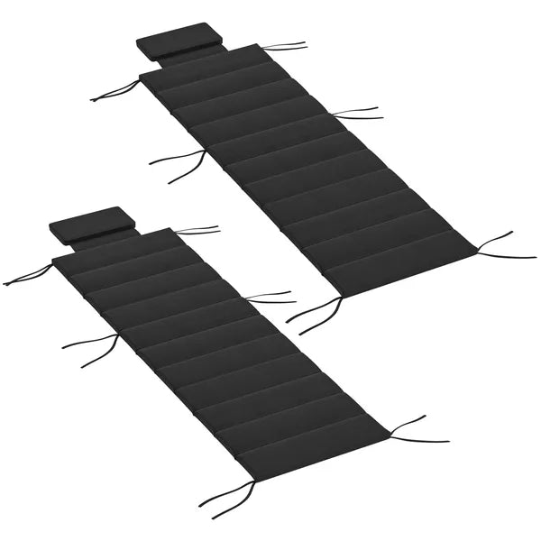 Foldable Chaise Lounge Cushion Set of 2, Outdoor Lounge Chair Cushion Set, UPF50+ 230gsm Olefin, 80" x 26" Black - product image 1