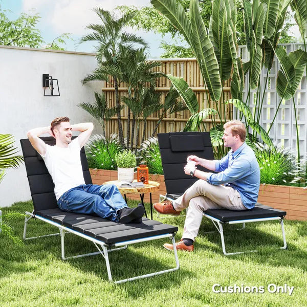 Foldable Chaise Lounge Cushion Set of 2, Outdoor Lounge Chair Cushion Set, UPF50+ 230gsm Olefin, 80" x 26" Black - product image 7