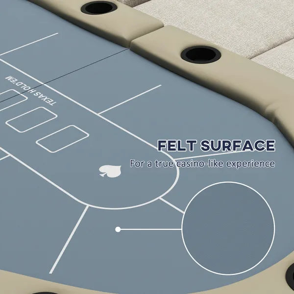 Foldable Poker Table, 70" Oval, Blackjack Texas Holdem, with Cup Holders, Blue - product image 4