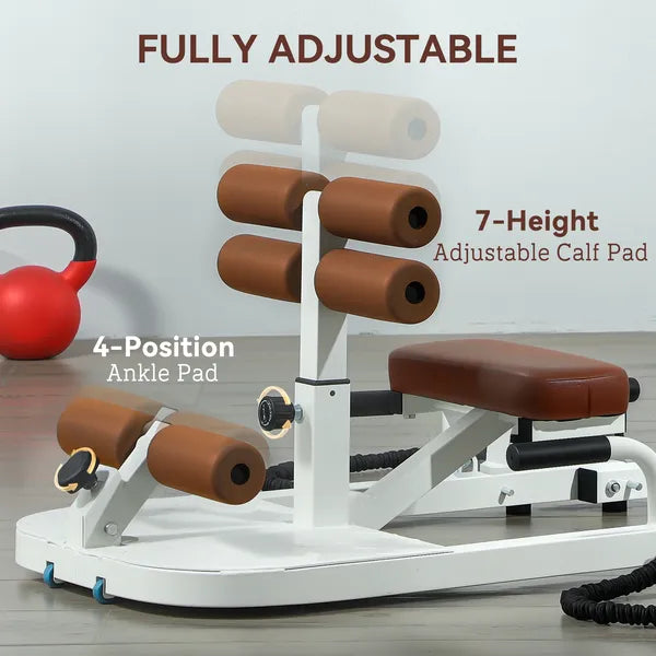 Foldable Sissy Squat Machine, Hip Thrust Machine with Push Up Stand, Multipurpose Glute Workout Equipment, White - product image 6