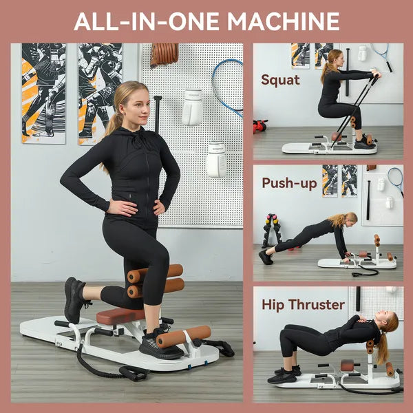 Foldable Sissy Squat Machine, Hip Thrust Machine with Push Up Stand, Multipurpose Glute Workout Equipment, White - product image 4