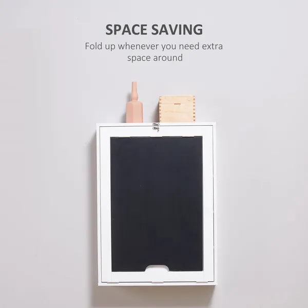 HOMCOM Foldable Wall Desk with Blackboard, Fold Out Convertible Floating Desk with Shelves, White - product image 8