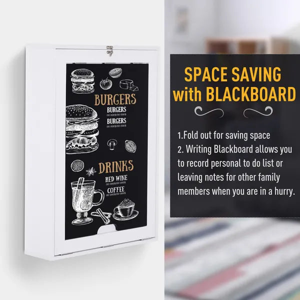 HOMCOM Foldable Wall Desk with Blackboard, Fold Out Convertible Floating Desk with Shelves, White - product image 5