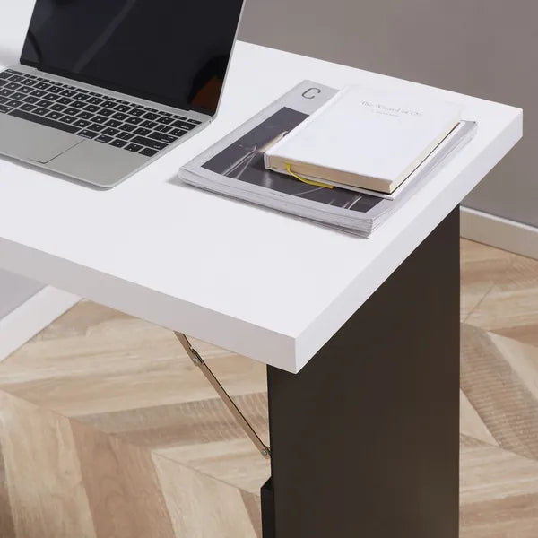 HOMCOM Foldable Wall Desk with Blackboard, Fold Out Convertible Floating Desk with Shelves, White - product image 11