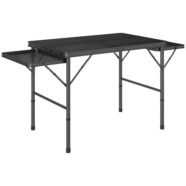 Outsunny Folding Camping Table, 4.5ft Portable Table with 2 Wing Panels, Height Adjustable Metal Picnic Table - product image 12