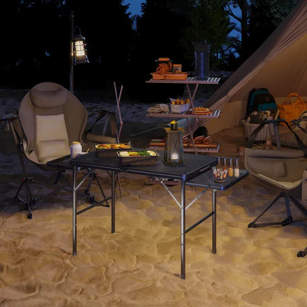 Outsunny Folding Camping Table, 4.5ft Portable Table with 2 Wing Panels, Height Adjustable Metal Picnic Table - product image 10